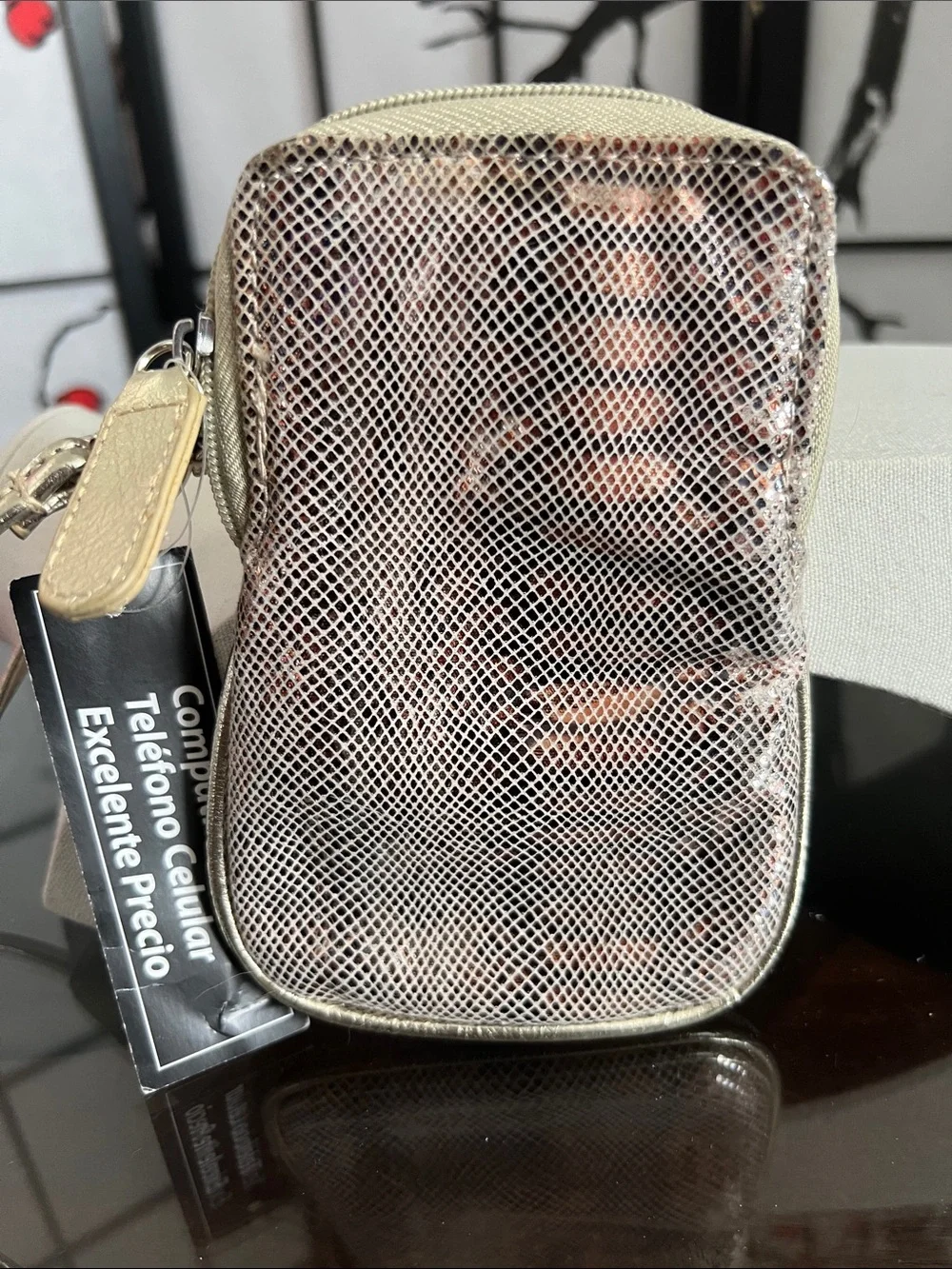 Metallic Rose Gold Phone Wristlet - Women Bags
